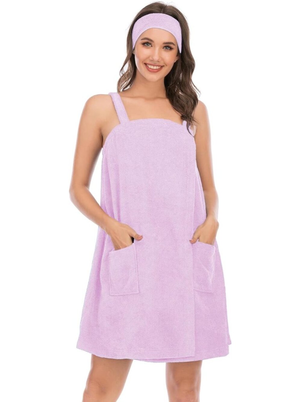 Women Bath Wrap Towel for Womens Shower with Pocket Adjustable Spa Robe & Facial